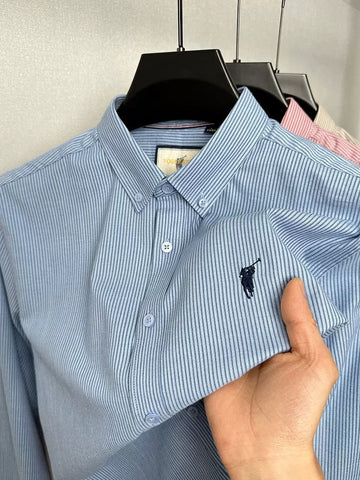 Classic Elegance Striped Shirt Sky Blue