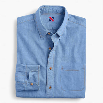 Chambray Shirt Calico Shirt Button Up Shirt Casual Shirt Sky