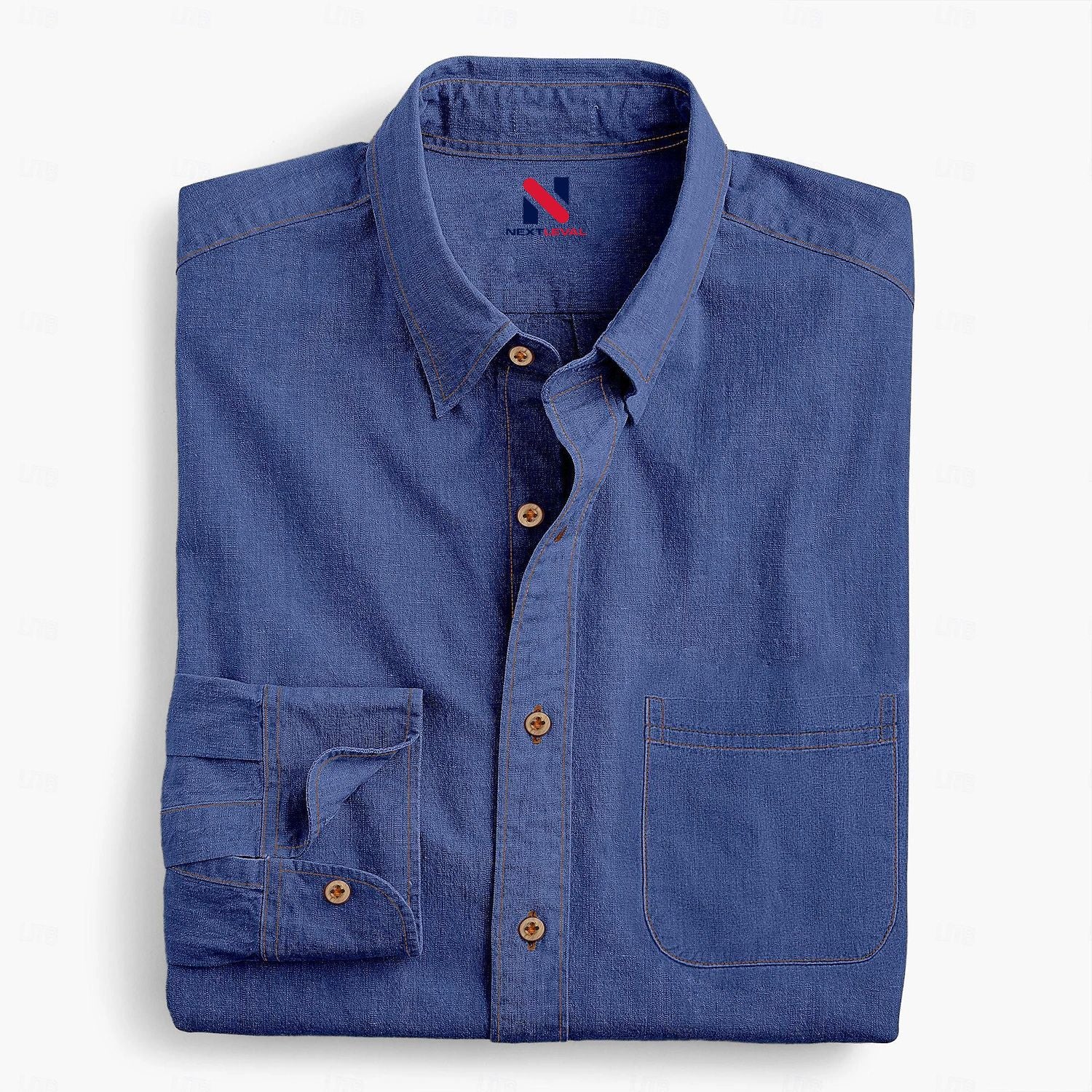 Chambray Shirt Calico Shirt Button Up Shirt Casual Shirt Blue