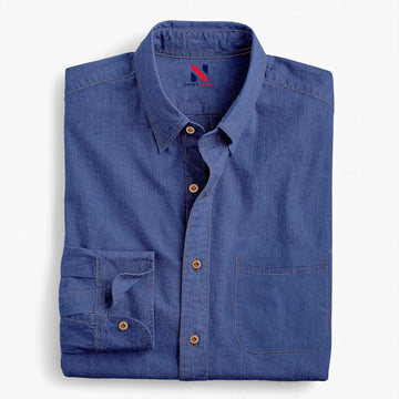 Chambray Shirt Calico Shirt Button Up Shirt Casual Shirt Blue