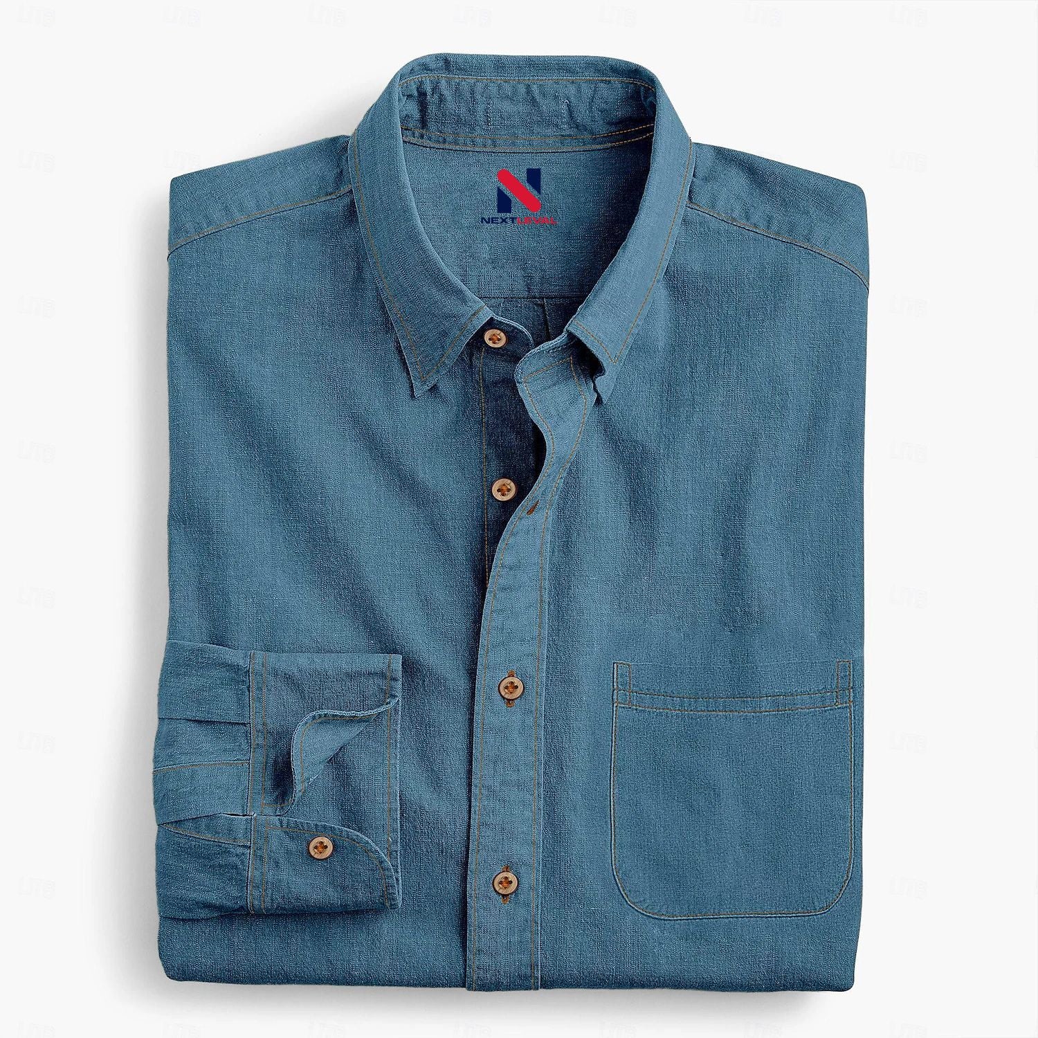 Chambray Shirt Calico Shirt Button Up Shirt Casual Shirt Moss Green